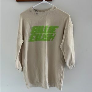 Billie Eilish Collection 2019 Size S oversized. Color Beige with neon green